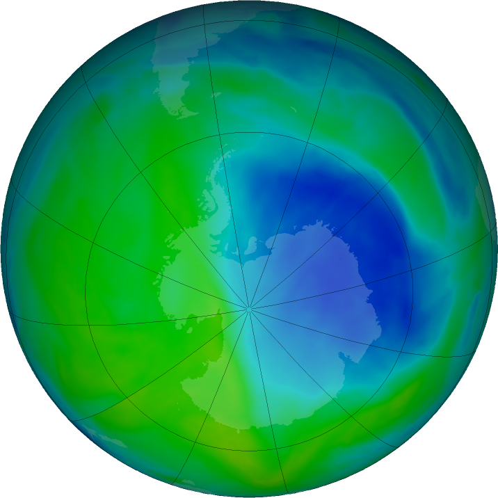 Antarctic ozone map for 06 December 2022
